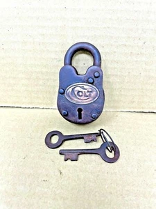 Colt Firearms Logo Padlock, Small Cast Iron Lock, Antique Finish 2 Keys Works - Picture 1 of 5