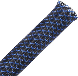 Alex Tech 100ft - 1- inch PET Expandable Braided Sleeving – Black-Blue - Picture 1 of 8