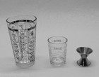 3 pc Recipe Cocktail BAR SHAKER Set MIXING GLASS, MEASURING CUP & JIGGER KIT