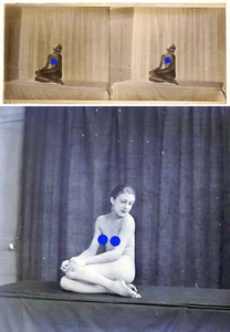 photo NEGATIF verre NU EROTIQUE  c. 1920  / 6 x 13 cm / risque sexy nude 73 - Imagen 1 de 5