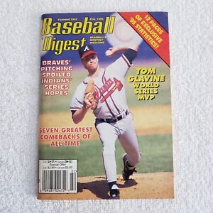 TOM GLAVINE Baseball Digest Magazine FEB 1996 Atlanta Braves NO LABEL EX/EX+