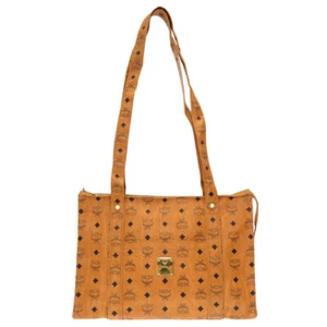 AUTHENTIC MCM Monogram patternTote Bag Brown PVC 0229 - Picture 1 of 9