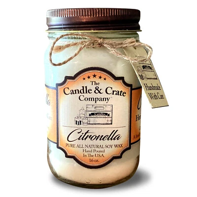 Citronella Scented Heritage Collection 16 oz Mason Jar Soy Candle Keep Pest Away - Image 1 of 4