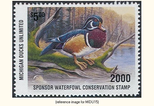 D2K Michigan Ducks Unlimited 2000 $5.00 Stamp (wood duck) - Image 1 of 1