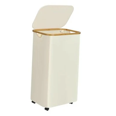 Laundry Basket with Wheels,100L Hampers for 100L with Wheels BEIGE - Image 1 of 4