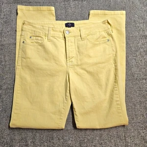 Pantalones de mezclilla ajustados NYDJ para mujer talla 30x29 amarillos elásticos pliegue elevador hechos en EE. UU. - Imagen 1 de 9
