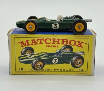 Matchbox #19 Lotus Racing Car w Original Box Green Car Lesney England Fast Ship! - Image 1 of 4