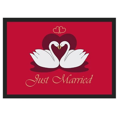 Fußmatte Hochzeit 40x60 Just Married Schwäne Schwan Fußmatten Waschbar Türmatte - Bild 1 von 4