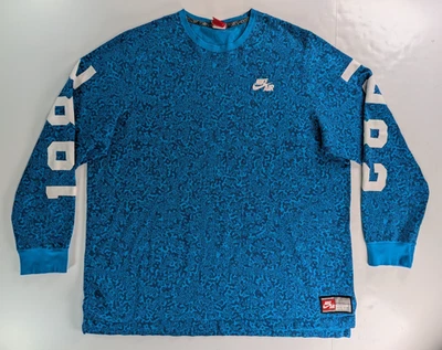 Nike Air Pivot 1982 Shirt Men's Size 3XL Blue Camo Spellout Long Sleeve Retro - Image 1 of 4