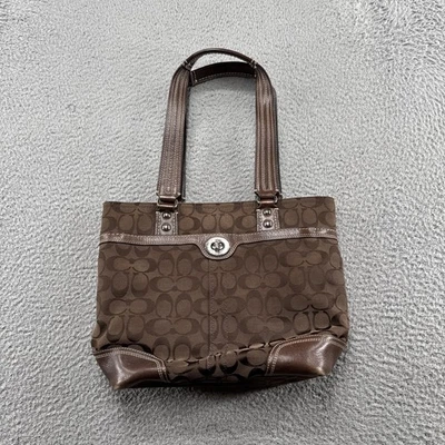 Coach Hampton F13973 Handbag Fabric & Leather BROWN - Signature Monogram  - Image 1 of 4
