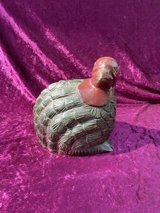 Vintage Carved Wooden Quail Figurine Decorative Sculpture - Picture 1 of 20