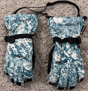 Burton Gore Tex Ski Snowboard Gloves Blue Blotto Trees Youth Kids Medium - Picture 1 of 7