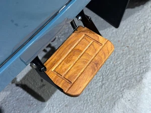 Iroko wood tread folding side step fits Land Rover Defender 90 110 TDI TD5 TDCI - Picture 1 of 5