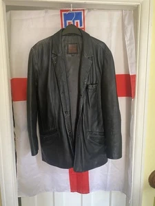 Vintage 70s Leather Jacket Smart Blazer Retro MOD SCOOTER SKINHEAD PUNK SKA Med - Picture 1 of 21