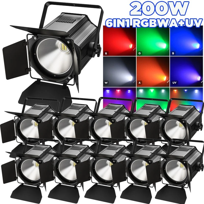 10X 200W LED RGBWA UV COB Dyeing Par Stage Light Disco Show Lighting Blinder DMX - Image 1 of 4