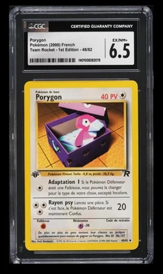 2000 Pokemon Team Rocket 1st Edition Porygon CGC 6.5 French #48 - Image 1 of 2