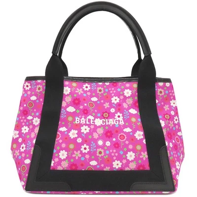 Bolso de Mano Balenciaga Azul Marino Cabas S Lona Rosa Negro Estampado Floral 339933 826561 Foto 1 de 4