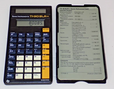 Texas Instruments TI-30 SLR+ Calculator Black with Cover and Chart - Image 1 of 2