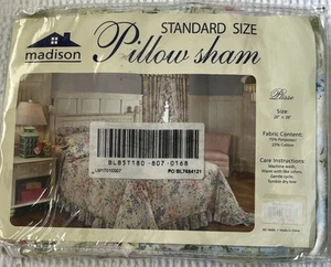 Madison Plisse Floral Watercolor Standard Size Pillow Sham 20” X 26” CottageCore - Picture 1 of 5