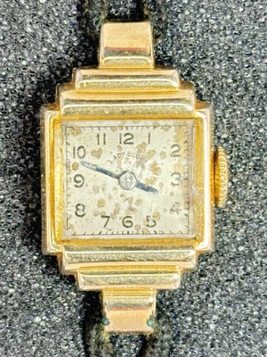 Reloj Art Deco Lady Elgin Petite Lleno de Oro 14k, Regalos De Colección Raros para Ella Foto 1 de 4