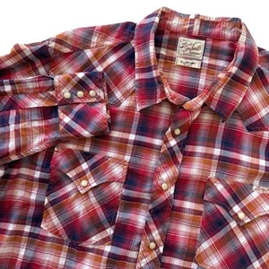 Camisa Western Lucky Brand XL Roja a Cuadros Botón A Presión Manga Larga Para Hombre 7MP4009 - Imagen 1 de 8