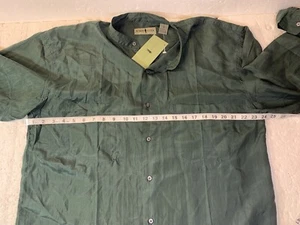 NWT Vintage Robert Stock Mens XL 100% Silk Button Retro Mandarin Dress Shirt - Picture 1 of 5