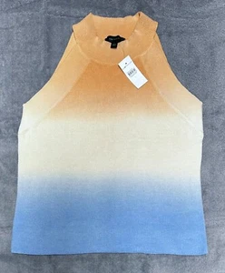 NWT Ann Taylor Ombré Dye Cotton Shaker Knit Sweater Tank Top Size L - Picture 1 of 5