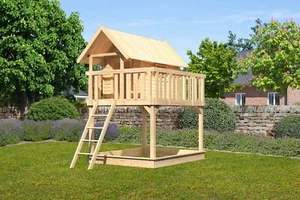 Kinderspielhaus Satteldach 19 mm Stelzenhaus Fidel 198x243 cm Karibu - Bild 1 von 7
