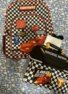 New Disney Cars Lightning McQueen Backpack with Lunch Tote School - Picture 1 of 4