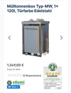 Mülltonnenbox aus Edelstahl, Größe 120l, mit Pflanzwanne - Bild 1 von 10