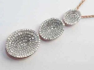 Links of London Diamond Necklace Pave Concave Oval rose gold sterling silver NEW - Picture 1 of 16