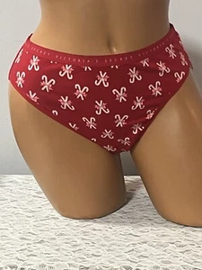 Victoria's Secret Brief Red Candy Cane Panties Logo Waist Size XL - Picture 1 of 11