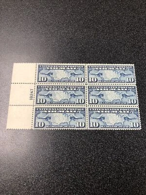 US C7 Plane And Map 10 Cents - Plate Block Of 6  F• VF / Lightly Hinged. - Image 1 of 3