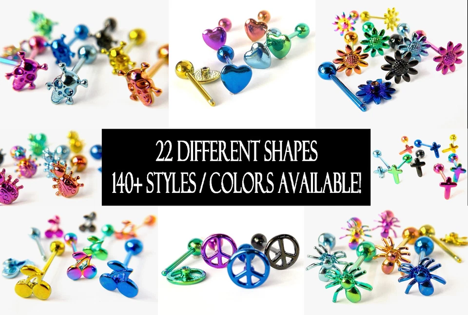 Anillo Lengua Diseño Anodizado Titanio 14g Tounge (¡150+ estilos/colores disponibles!) Foto 1 de 1