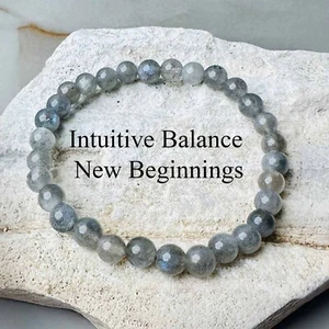 Natural Labradorite 8MM Beads Healing Reiki Gemstone Handmade Stretch Bracelet - Picture 1 of 4