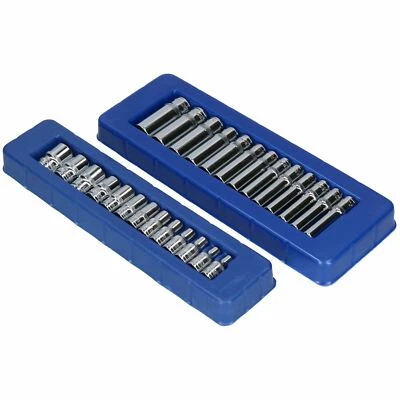 1/4" Drive Shallow And Deep Metric MM 6 Sided Sockets 4mm - 14mm 26pc - Image 1 of 2