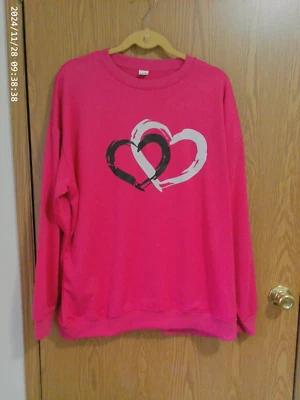 Nueva sudadera rosa para mujer con hombros caídos con calcomanía de corazón talla XXL (ver talla) Foto 1 de 4