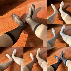 Classic Men Sheer Thin Socks Stretchy Knee Length Business Dress Socks Stockings - Picture 1 of 19