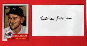1953 TOPPS REPRINT CARD CHARLIE SILVERA + NY YANKEES AUTOGRAPHED 3X5-(d.2019) - Picture 1 of 1