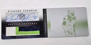 2014 Richard Sherman Panini Playbook Autograph Relic Printing Plate Booklet 1/1 - Picture 1 of 6