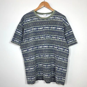 Vintage 90s Columbia Sportswear All Over Print T-shirt Large USA Striped Outdoor - Picture 1 of 14