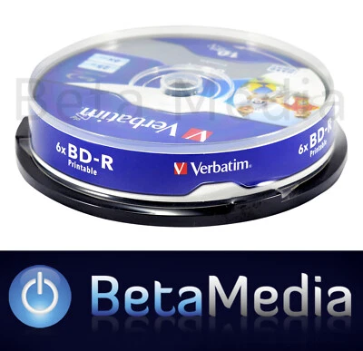 10 x Verbatim Blu-ray BD-R 6x 25GB Printable blu ray discs - Image 1 of 3