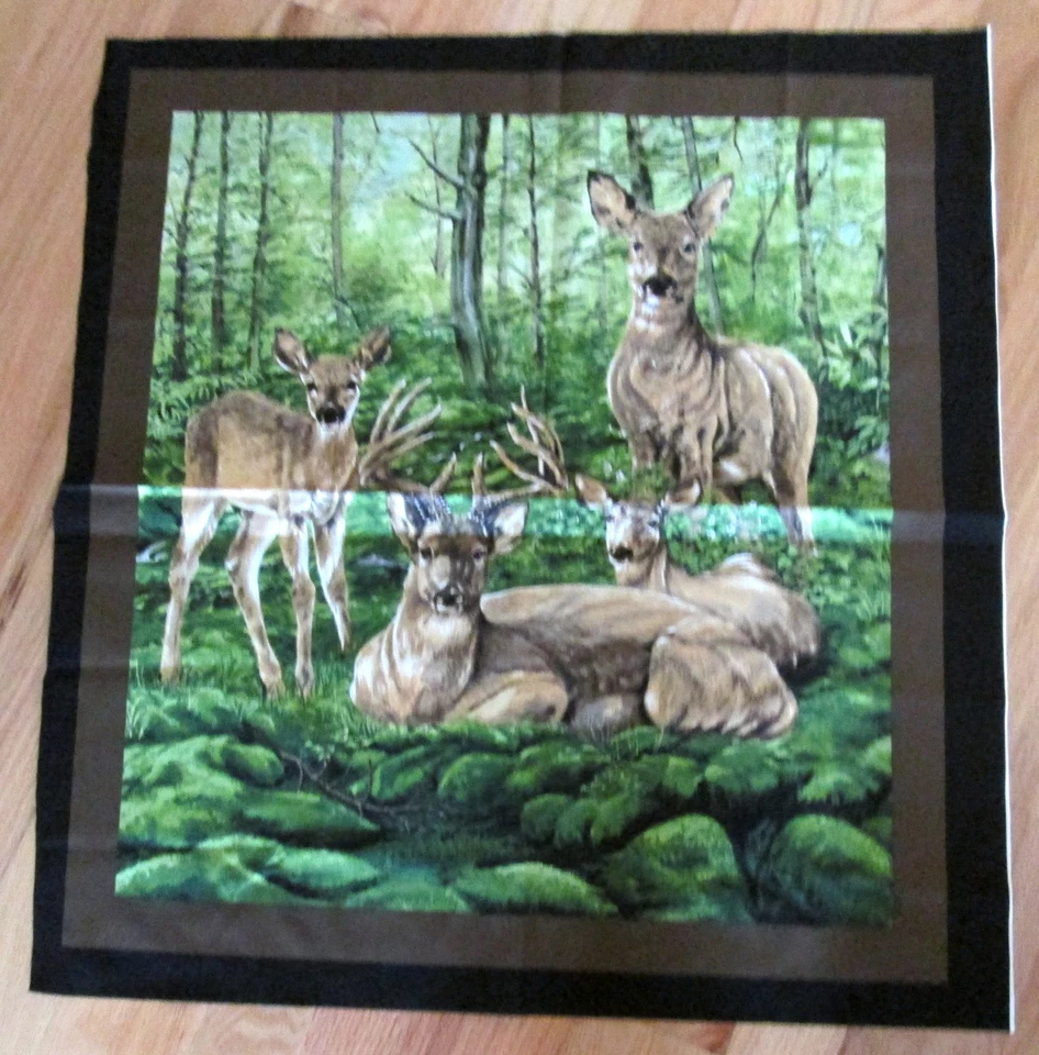 1 Beautiful Lifelike "Whitetail Valley" Cotton Quilting Crafting Fabric Panel  - Image 1 of 1