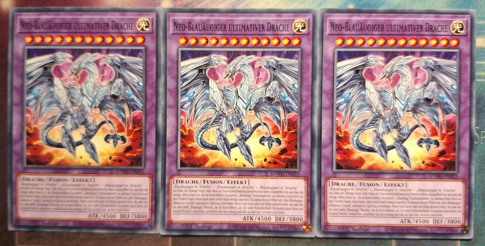 3x Neo-Blauäugiger Ultimativer Drache SDWD-DE035 DEUTSCH 1st PLAYSET NM Yu-Gi-Oh - Bild 1 von 1