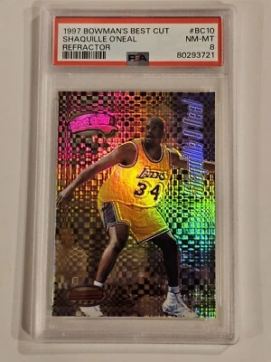 Tarjeta refractora Shaquille O'Neal 1997 Bowman's Best Cut #BC10 PSA 8 casi nueva-como nueva Foto 1 de 2