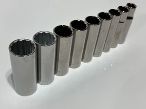 Craftsman EE. UU. (NUEVO NOS) 9 piezas 1/2" unidad 12 puntos SAE juego de enchufes profundos - 1/2" a 1" - Imagen 1 de 7