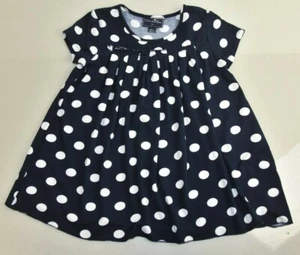 NEW Oscar de la Renta Girls Pleated Top Polka Dot Navy Short Sleeve 8 Y  - Picture 1 of 8
