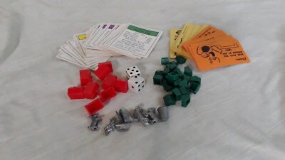 Vintage 1975 Monopoly Replacement Parts Pieces Token Cards Cash Hotel Dice Game - Image 1 of 2