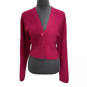 Cárdigan corto Love Knits NYC x Zumiez para mujer rosa medio Barbie suéter Boucle - Imagen 1 de 6