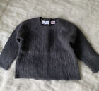 NEW OPEN KNIT WOOL ALPACA KNIT SWEATER ANTHRACITE GREY 6-9M